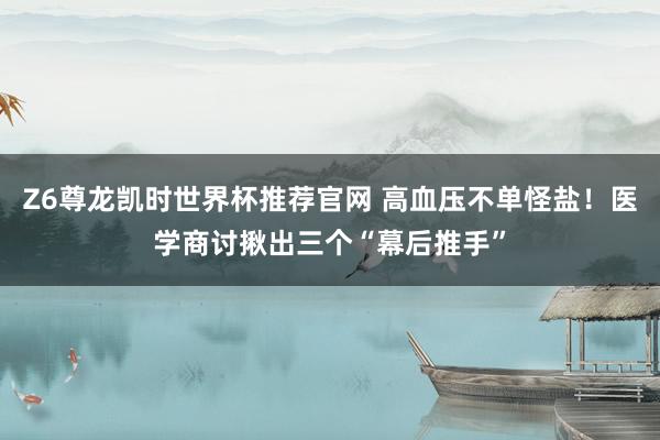 Z6尊龙凯时世界杯推荐官网 高血压不单怪盐！医学商讨揪出三个“幕后推手”
