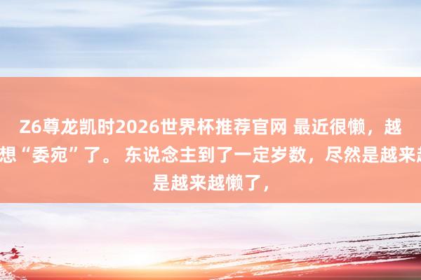 Z6尊龙凯时2026世界杯推荐官网 最近很懒，越来越不想“委宛”了。 东说念主到了一定岁数，尽然是越来越懒了，