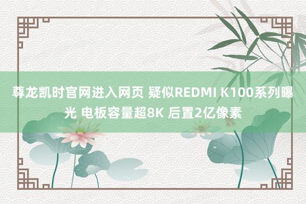 尊龙凯时官网进入网页 疑似REDMI K100系列曝光 电板容量超8K 后置2亿像素