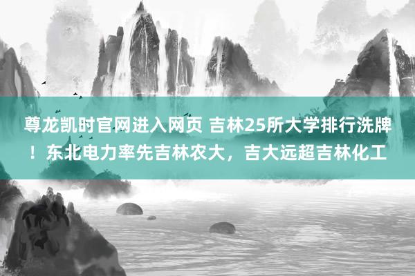 尊龙凯时官网进入网页 吉林25所大学排行洗牌！东北电力率先吉林农大，吉大远超吉林化工