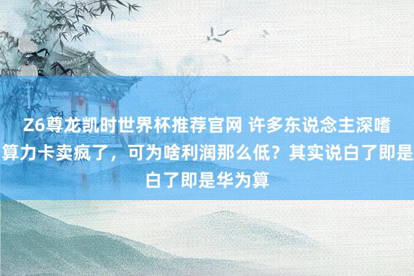 Z6尊龙凯时世界杯推荐官网 许多东说念主深嗜，华为算力卡卖疯了，可为啥利润那么低？其实说白了即是华为算
