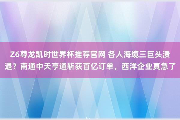 Z6尊龙凯时世界杯推荐官网 各人海缆三巨头溃退？南通中天亨通斩获百亿订单，西洋企业真急了