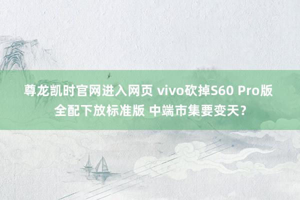 尊龙凯时官网进入网页 vivo砍掉S60 Pro版 全配下放标准版 中端市集要变天？