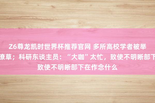 Z6尊龙凯时世界杯推荐官网 多所高校学者被举报涉嫌学术潦草；科研东谈主员：“大咖”太忙，致使不明晰部下在作念什么