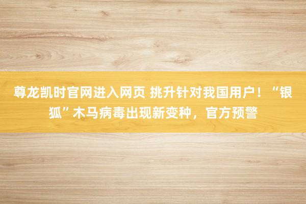 尊龙凯时官网进入网页 挑升针对我国用户！“银狐”木马病毒出现新变种，官方预警