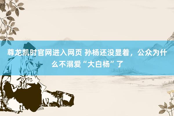 尊龙凯时官网进入网页 孙杨还没显着，公众为什么不溺爱“大白杨”了