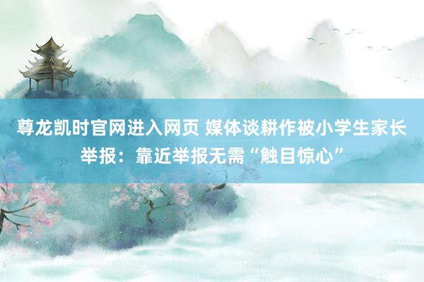 尊龙凯时官网进入网页 媒体谈耕作被小学生家长举报：靠近举报无需“触目惊心”