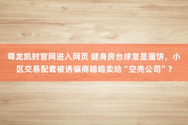尊龙凯时官网进入网页 健身房台球室是画饼，小区交易配套被诱骗商暗暗卖给“空壳公司”？