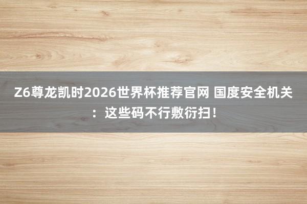 Z6尊龙凯时2026世界杯推荐官网 国度安全机关：这些码不行敷衍扫！