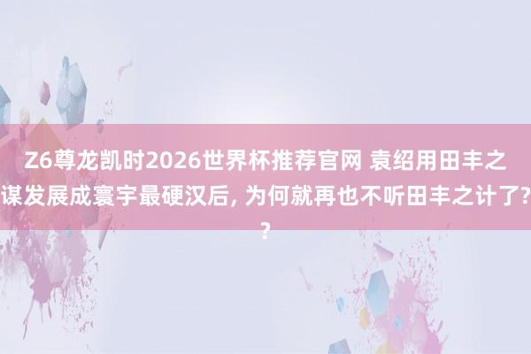 Z6尊龙凯时2026世界杯推荐官网 袁绍用田丰之谋发展成寰宇最硬汉后， 为何就再也不听田丰之计了?