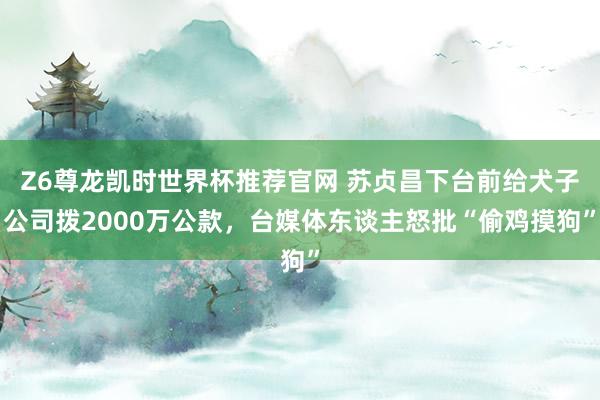 Z6尊龙凯时世界杯推荐官网 苏贞昌下台前给犬子公司拨2000万公款，台媒体东谈主怒批“偷鸡摸狗”