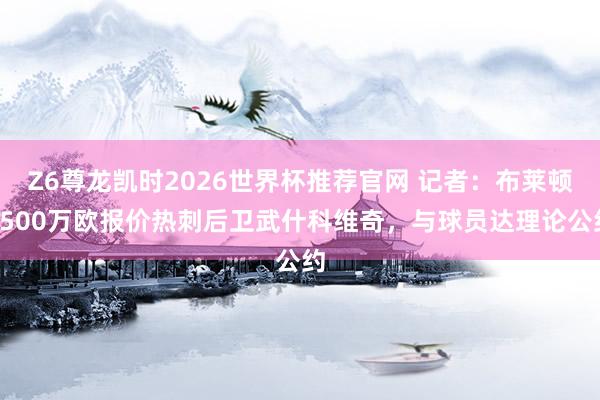 Z6尊龙凯时2026世界杯推荐官网 记者：布莱顿3500万欧报价热刺后卫武什科维奇，与球员达理论公约