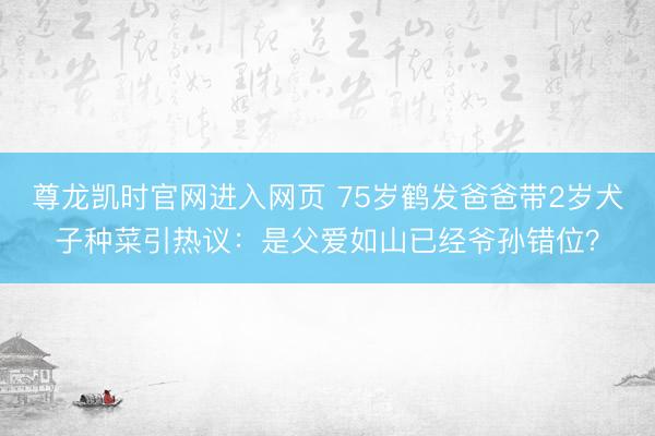尊龙凯时官网进入网页 75岁鹤发爸爸带2岁犬子种菜引热议:是父爱如山已经爷孙错位?