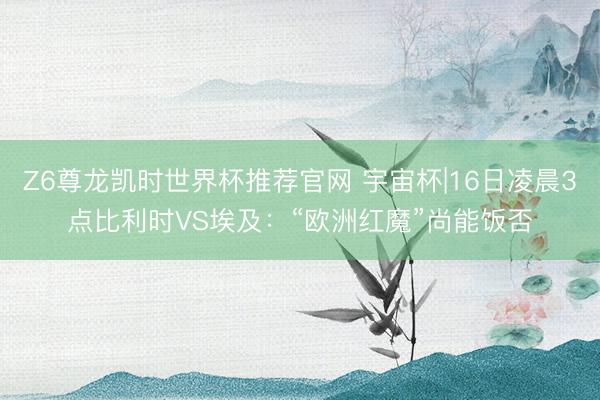 Z6尊龙凯时世界杯推荐官网 宇宙杯|16日凌晨3点比利时VS埃及:“欧洲红魔”尚能饭否