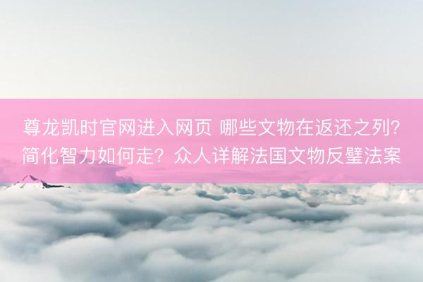 尊龙凯时官网进入网页 哪些文物在返还之列？简化智力如何走？众人详解法国文物反璧法案
