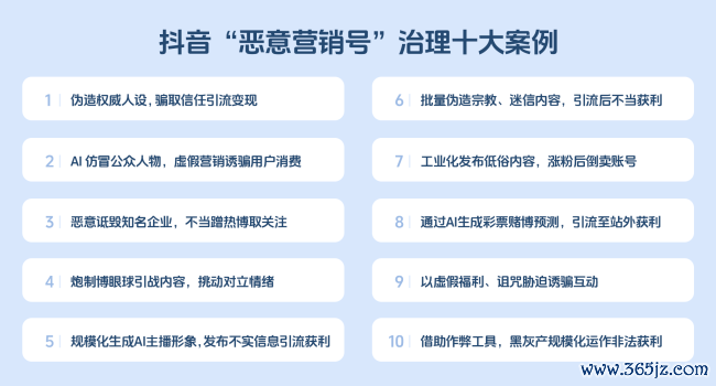 （抖音公布“坏心营销号”治理十大案例。有关案例波及以上典型违法快意）